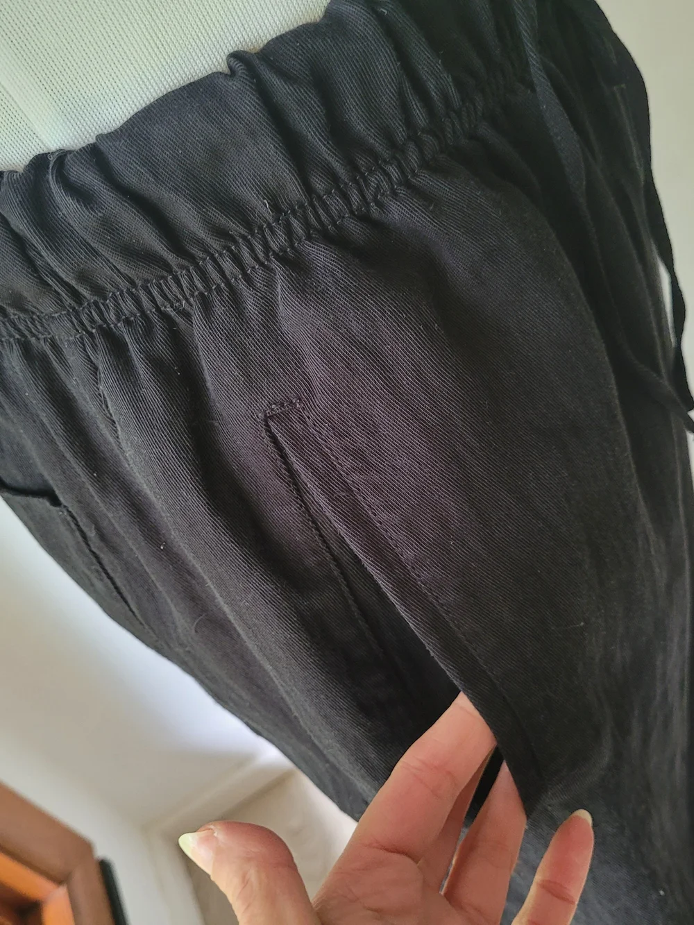 ZARS Women's Wide-Leg Drawstring Linen Pants - Black